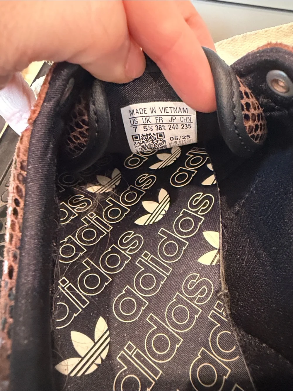 adidas Japan Brown Snake-Print Trainers with Cream Stripes - Picture 4 of 4
